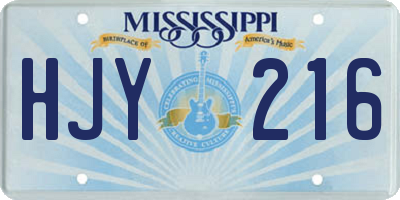 MS license plate HJY216
