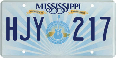 MS license plate HJY217