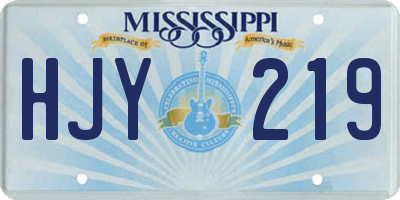 MS license plate HJY219