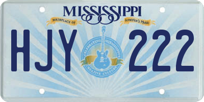 MS license plate HJY222