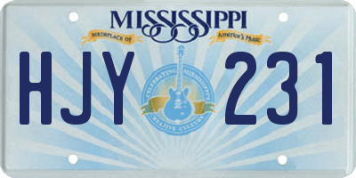 MS license plate HJY231