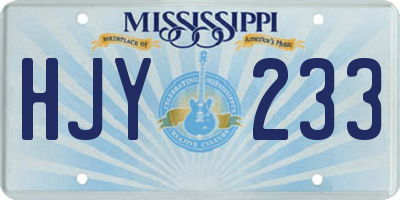 MS license plate HJY233