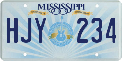 MS license plate HJY234