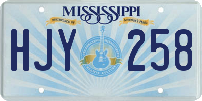 MS license plate HJY258