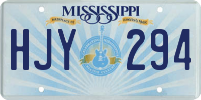 MS license plate HJY294