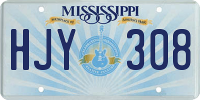 MS license plate HJY308
