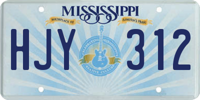 MS license plate HJY312