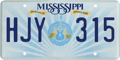 MS license plate HJY315