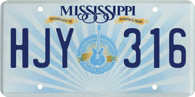 MS license plate HJY316