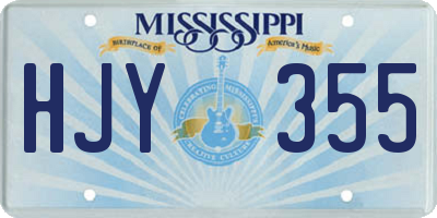 MS license plate HJY355