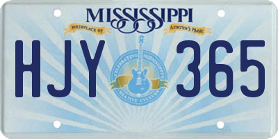 MS license plate HJY365