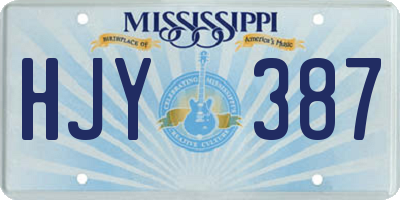 MS license plate HJY387