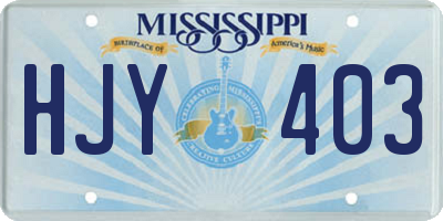 MS license plate HJY403