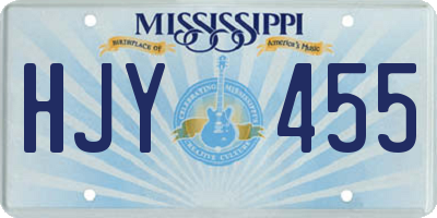 MS license plate HJY455
