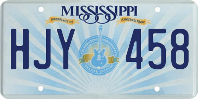 MS license plate HJY458