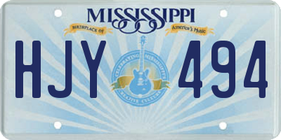 MS license plate HJY494
