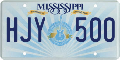 MS license plate HJY500