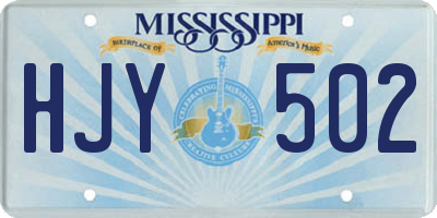 MS license plate HJY502