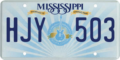 MS license plate HJY503