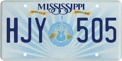 MS license plate HJY505