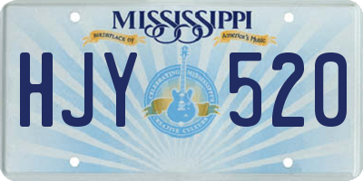 MS license plate HJY520
