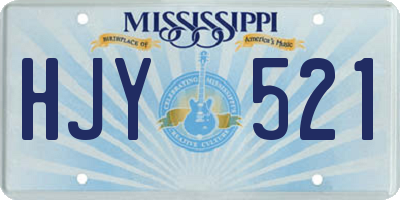 MS license plate HJY521