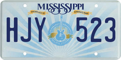 MS license plate HJY523