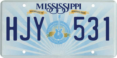 MS license plate HJY531