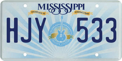 MS license plate HJY533
