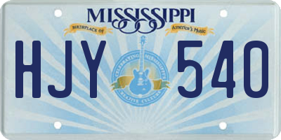 MS license plate HJY540