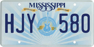 MS license plate HJY580