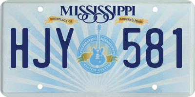 MS license plate HJY581