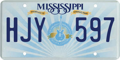 MS license plate HJY597