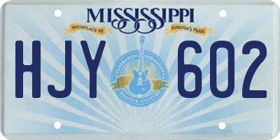 MS license plate HJY602