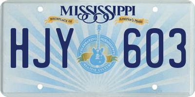 MS license plate HJY603