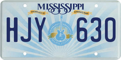 MS license plate HJY630