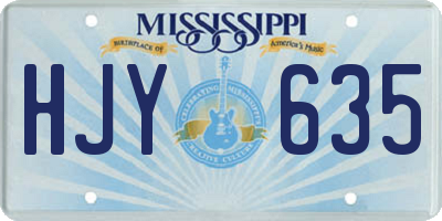 MS license plate HJY635