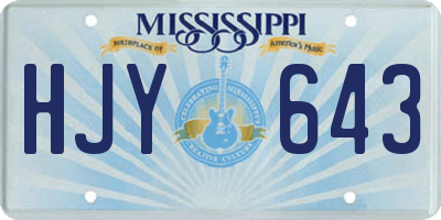 MS license plate HJY643