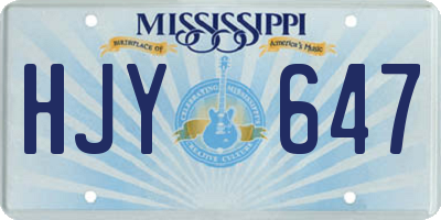 MS license plate HJY647