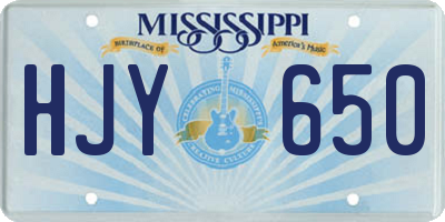 MS license plate HJY650