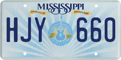 MS license plate HJY660