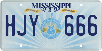 MS license plate HJY666