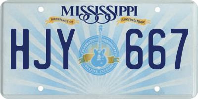 MS license plate HJY667