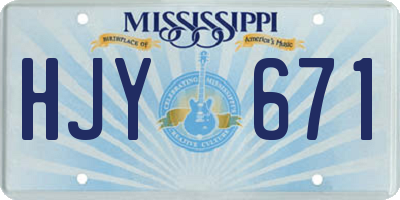 MS license plate HJY671