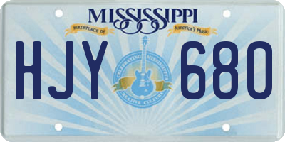 MS license plate HJY680