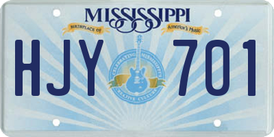 MS license plate HJY701