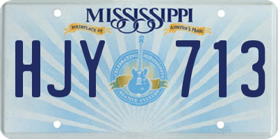 MS license plate HJY713