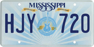MS license plate HJY720