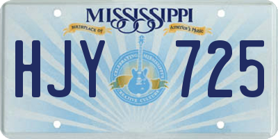 MS license plate HJY725