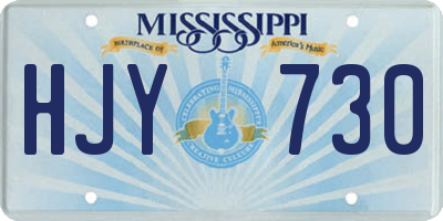 MS license plate HJY730